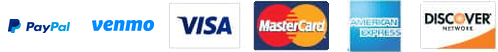 Ways to give: PayPal, Venmo, Visa, MasterCard, American Express, and Discover